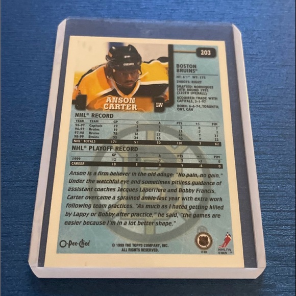 O-Pee-Chee Anson Carter Hockey Card - Picture 2 of 2